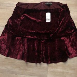 Burgundy velvet skirt